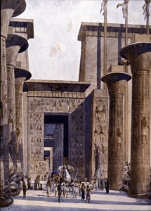 Återuppbyggnad av Amons tempel. Illustration av F. Hoffebauer. 1800-talet. av Fedor (1839 1922) Hoffbauer