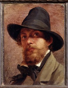 ""Självporträtt"" Målning av Feodor Andreyevich Bronnikov (1827-1902) 1856 State V. Tropinin-Museum, Moskva av Fedor Andreevich Bronnikov