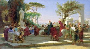 Horatius läser sina satirer för Maecenas, 1863 (olja på kartong)