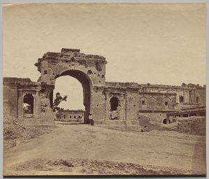 Gateway Leading into the Residency, innehas av kapten Aitken, 13th Bengal Native Infantry, vanligen kallad Bailee Guard Gate