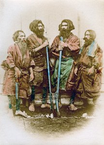 Grupp av Ainu-folk, Japan, 1882
