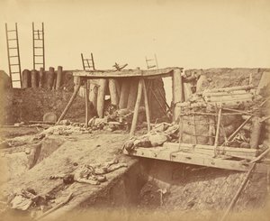 Interiör i Angle of North Fort omedelbart efter fångsten av Felice Beato