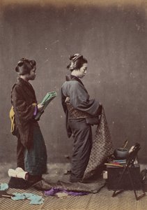 Att ta på sig Obi eller gördel, 1868. av Felice Beato