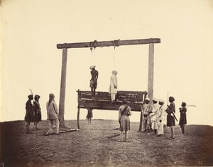 Två Sepoys av det 31:a infödda infanteriet, som hängdes i Lucknow, 1857