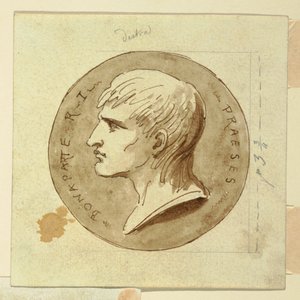 En medalj av Napoleon Bonaparte som den italienska republikens president, tergo; Hebe ger odödlighet till Hercules vagnförare