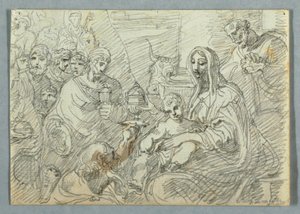 Tillbedjan av Magi-studien efter Lodovico Carracci av Felice Giani