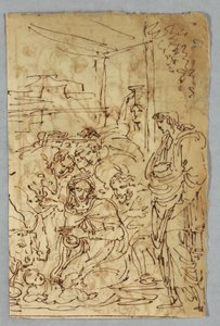 Tillbedjan av herdarna; Bågvinkel St Michael efter Raphael; S:t Margarit efter Rafael; Aloof de Wignancourt av Caravaggio; Putti; Studie av syndafloden; Verso: Disposition efter Volterra; S:ta Cecilia efter Rafael; Del av Henrik IV:s äktenskap med... av Felice Giani