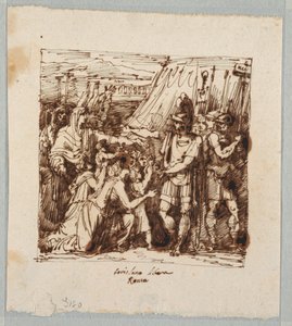 Coriolanus går med på att häva belägringen av Rom av Felice Giani