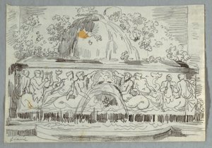 Design för Fountain med Tritone av Felice Giani
