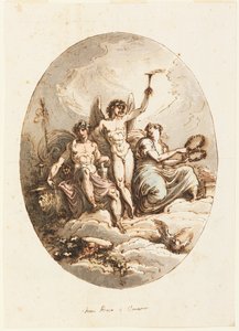 Design för vägg- eller takdekoration med Bacchus, Hymen och Venus av Felice Giani