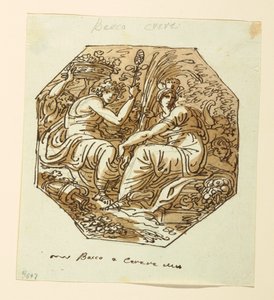 Ritning, Bacchus och Ceres av Felice Giani