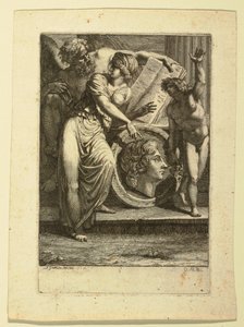 Teckning, Etsning: Frontispiece eller dedikationsblad, 1785 av Felice Giani