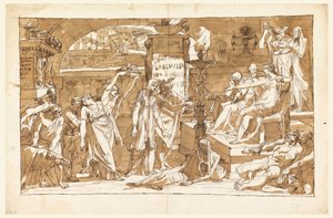 Teckning, Hades; Persefone i underjorden (offergåva till Proserpine), ca 1820 av Felice Giani