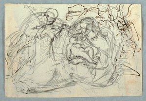 Teckning, Heliga familjen, 1800-1825 av Felice Giani