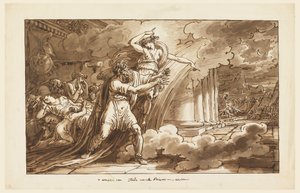 Teckning, Iris uppmuntrar Priamos att tigga Hektors kropp av Akilles, 1810-20 av Felice Giani