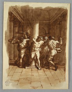 Teckning, Skissbokssida: Kristi flagellation, 1810-15 av Felice Giani