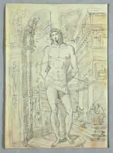 Teckning, Studier av kvinnors och barns huvuden och händer, 1810-20 av Felice Giani