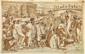 Teckning, Venusdyrkan i ett klassiskt landskap, ca 1820 av Felice Giani