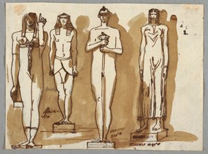Fyra statyer i egyptisk stil av Felice Giani