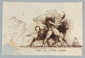 Hercules återger Horn från Bull Achelous av Felice Giani
