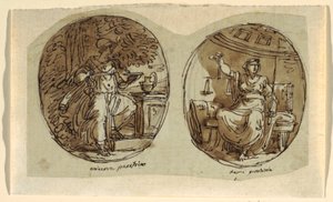 Minerva, Design för välvt tak, Sala dei Legislatori, Palazzo Conti-Sinibaldi, Faenza av Felice Giani