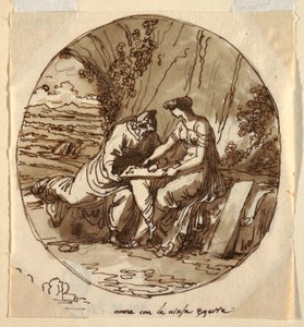 Numa Pompilius och Egeria, Sala di Numa Pompilius, Palazzo Milzetti, Faenza av Felice Giani