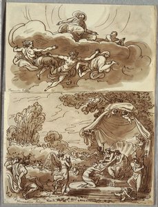 Saint in Extacy, Efter Franceschini; Klassisk version av Vision av St. Catherine of Vigri, Study after Franceschini av Felice Giani