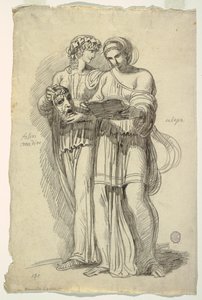 Thalia, Muse of Comedy och Calliope, Muse of Epic Poetry av Felice Giani