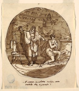 Översteprästen straffar en vestalisk jungfru, Hall of Numa Pompilius, Palazzo Milzetti, Faenza av Felice Giani