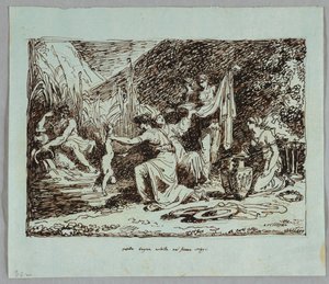 Thetis störtar Akilles i floden Styx av Felice Giani