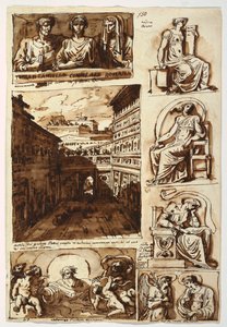 Olika konstverk. Palazzo Matteis hov i Rom av Felice Giani