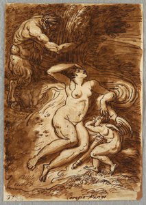 Venus och Amor och Satyr, Studie efter Correggio av Felice Giani