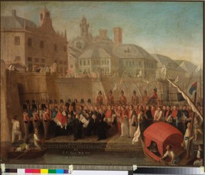 Besök i frihamnen i Genua av H.S. Påven Pius VII, ca 1818 (olja på duk)