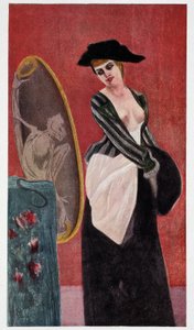 The Demon of Covettery: en monstruös reflektion av en kvinna som tittar på sig själv i en spegel, "Felicien Rops"" av Rudolf Klein.