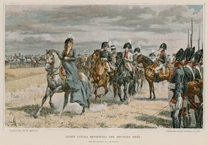 Drottning Louisa granskar den preussiska armén av Felicien baron de Myrbach-Rheinfeld