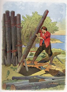 Robinson Crusoe byggde sitt första hem.