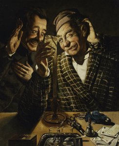 Spelare med levande ljus - Spelare vid levande ljus av Peczarski, Feliks (1804-1862). Olja på duk, storlek: 75,5x62 av Feliks Peczarski