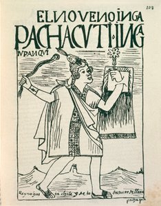 Porträtt av den store inkakejsaren Pachacutec (bläckteckning