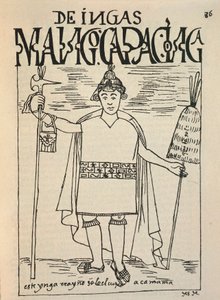 Representation av Manco Capac, den legendariska inkagrunden för kungariket Cusco och en figur av inkamytologin (bläckteckning
