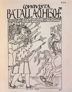 Erövringen av Cuzco av de spanska conquistadorerna 1533 (bläckteckning av Felipe Huaman Poma de Ayala