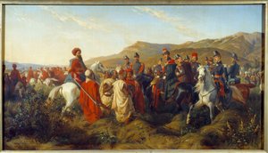 Erövring av Algeriet (1830-1847): Avsnitt av Algeriets kampanj 1840 - hertigen av Orleans Ferdinand Philippe (Ferdinand-Philippe) (1810-1842), son till kung Louis Philippe (Louis-Philippe) 1:a, ger frihet att två arabiska fångar nära lägret Bl