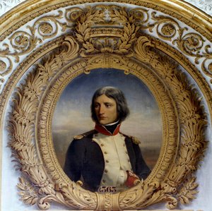 Porträtt av Napoleon Bonaparte (1769-1821) i uniform som överstelöjtnant för den första bataljonen på Korsika 1792 Målning av Henri-Felix-Emmanuel Philippoteaux (1815-1884) 1834 Sön. 0,8x0,6 m.