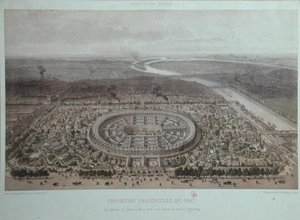 General View of the Universal Exhibition i Paris 1867, tagen från Rapp Gate (färg litho)