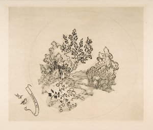 Dekoration för en tallrik: A Stream, 1870.