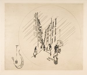 Dekoration för en tallrik: Regn, 1870. av Felix Bracquemond
