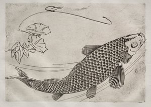 Middagsservering Rousseau-servering: Stor fisk i japansk stil nr. 19, 1866. av Felix Bracquemond