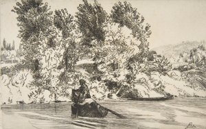 Fiskare med nät, 1868. av Felix Bracquemond