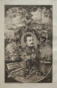 Frontispice för nya verk av Champfleury, The Friends of Nature: Portrait of Champfleury, 1859. av Felix Bracquemond