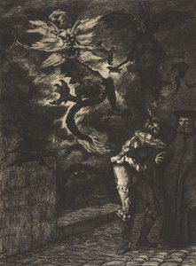 Panurge lämnar Raminagrobis, 1854-55. av Felix Bracquemond