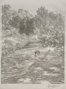 Badaren, c. 1860-70. av Felix Bracquemond